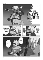 ass balls buddyfight comic dragon drum's_father drum_(buddyfight) duo english_text father male male_only muscles nipples nude parent penis play_my_style_workshop_(artist) pubes son text