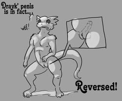 1boy 2014 anthro balls cuntboy dialogue dragon drayk_dagger english_text full-package_cuntboy grey_background herm hermaphrodite internal intersex kalnareff looking_down male male_focus male_only maleherm monochrome multi_genitalia nude penis pussy pussy_balls scales scalie simple_background solo solo_focus spread_legs spreading text unusual_anatomy unusual_genitalia unusual_genitalia_placement unusual_penis unusual_penis_placement unusual_pussy vein what