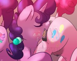 2015 animal_genitalia anus ass closed_eyes crotchboobs cunnilingus cutie_mark duo equine equine_pussy female friendship_is_magic furry furry_only hair horn mammal my_little_pony nipples non-anthro oral penetration pinkie_pie purple_hair pussy pussy_juice raised_tail sex sugar_belle tail_dock tongue unicorn vaginal_penetration xaipony yuri