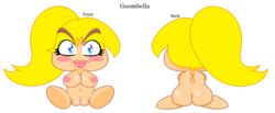 ass blonde_hair blue_eyes blush breasts fangs female from_behind goomba goombella hair lil_scooter56 mario_(series) nintendo paper_mario pussy