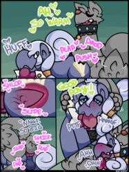 all_fours anal anal_sex animal_genitalia anthro anus ass bad-sheep balls canine canine_penis collar comic cutie_mark dialogue diamond_dog_(mlp) doggy_style duo earth_pony english_text equine erection friendship_is_magic from_behind horse male mammal my_little_pony penetration penis pony sex straight_hair text tongue tongue_out yaoi