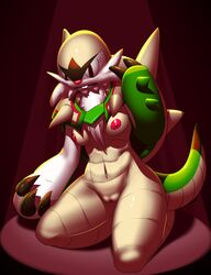 2015 anthro breasts buckteeth chesnaught claws elpatrixf female marissa navel nintendo nipples nude open_mouth pokemon pokemorph pussy solo spotlight