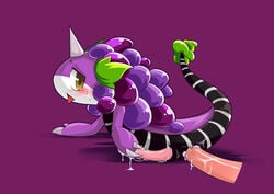 anal anal_insertion anal_sex anus blush claws cum cum_in_ass cum_inside cum_on_hand cum_on_penis disembodied_penis dragon fruit horn insertion looking_at_viewer male open_mouth penetration penis purple_background purple_sky_fruit_grape_dragon puzzle_&_dragons shadow tongue tongue_out twstacker video_games yaoi