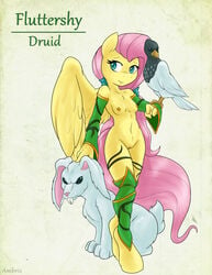 2015 ambris anthro anthrofied avian bird breasts casual druid equine female fluttershy_(mlp) friendship_is_magic fur furry furry_only hair lagomorph long_hair mammal my_little_pony nipples pegasus pink_hair pussy rabbit smile straight_hair teal_eyes wings yellow_fur