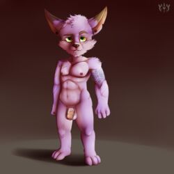 alternate_version_available balls barefoot flaccid front_view furfit humanoid_penis league_of_legends looking_at_viewer male male_only muscles nipples nude original_character pecs penis raised_eyebrow scar signature solo standing tattoo toned uncut vein veiny_penis video_games yordle