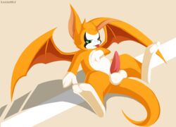 1boy anthro balls dust:_an_elysian_tail erection fidget male male_only mammal membranous_wings nimbat penis rule_63 simple_background solo tongue video_games warden006 wings