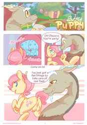 anus ass balls blue_eyes butterscotch_(mlp) comic cutie_mark dialogue discord_(mlp) draconequus english_text equine feral fluttershy_(mlp) friendship_is_magic hair kittenmod male mammal my_little_pony pegasus pink_hair rule_63 text wings