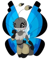 2015 alpha_channel antennae anthro arthropod blush breasts buckteeth butterfly elpatrixf female gloves insects navel nintendo nipples nude petite-dent pokemon pokemorph pussy ribbons simple_background smile solo stockings transparent_background vivillon wings