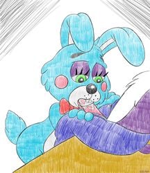 animatronic blue_fur bonnie_(fnaf) clothing cpctail feline five_nights_at_freddy's five_nights_at_freddy's_2 fur furry furry_only kissing lagomorph machine male male/male mammal oral pants penis purple_fur rabbit robot toy_bonnie_(fnaf) video_games