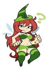 betilla_(rayman) black_eyes breasts chafa_8 cleavage freckles headgear large_breasts long_hair looking_at_viewer navel nymph_(rayman) panties rayman_(series) rayman_origins red_hair skirt slim_waist stockings tagme thick_thighs topwear voluptuous wide_hips wings