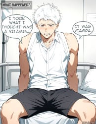 ai_generated comic english_text gay hikaru_ga_shinda_natsu hikaru_indou muscular_male the_summer_hikaru_died white_hair yaoi