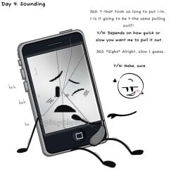 1boy adamation_inc. adamationz ambiguous_gender animationepic anon blushing blushing_male inanimate_insanity inanimate_insanity_(season_2) mephone3gs_(ii) no_sex object_show object_shows sounding tentacle_penis y/n you