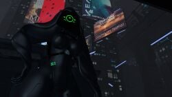 big_breasts city dark_background hood latex_clothing robot_girl vrchat