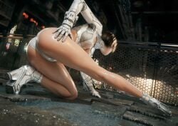 1girls 2026 3d action_pose ai_generated breasts brown_hair butt cinematic city evie female female_only gloves hands_on_hips hips kneeling legs outdoors round_ass round_butt shiny_skin short_hair skimpy small_breasts smooth_skin solo stellar_blade sweat thigh_gap thighs uncensored waist