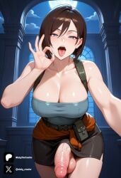 1futa 1girl ai_generated bare_shoulders big_breasts black_skirt blue_eyes breasts brown_hair cleavage clothes_around_waist cock collarbone colored covered_nipples dick erection fellatio_gesture from_front front_view full_moon futa_only futanari futanari/female futanarization hair_between_eyes huge_penis indoors jill_valentine large_breasts large_penis large_testicles light_skin light_skinned_futanari looking_at_viewer miniskirt moon nickythecreator night open_mouth oral_invitation pencil_skirt penis pouch resident_evil saliva sexy sexy_body sexy_pose short_hair skirt solo standing strapless sweater_around_waist testicles tits tongue tongue_out tube_top uncensored veins veiny_penis