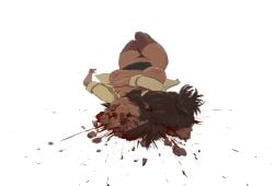 blood_splatter breasts breasts_out crushed_head dead dead_female death filth_(artist) gore guro head_crush no_panties thighhighs