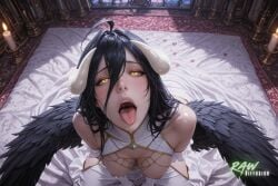ai_generated albedo_(overlord) anime artist_name big_breasts blush demon demon_girl devil devil_horns ecchi hentai hi_res high_quality high_resolution highres horns long_hair naked nsfw nude nude_female overlord_(maruyama) partially_clothed patreon_username pose pussy rawdiffusion rule34 solo stable_diffusion tits uncensored watermark wings