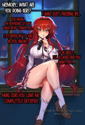 1boy1girl 1girl 1girl1boy 1girls about_to_be_raped about_to_have_sex ahoge ai_assisted ai_generated black_corset blue_eyes breasts cheating collared_shirt comic comic_page comic_panel corset crossed_bangs crossed_legs cuckold cuckolding english_text finger_to_mouth full_body hair_between_eyes hair_intakes high_school_dxd highschool_dxd inminent_rape inminent_sex kuoh_academy_school_uniform large_breasts long_hair long_sleeves looking_at_viewer manga manga_page naughty_face nay_juno netorare netorase night ntr pleated_skirt red_hair rias_gremory ribbon school_girl school_uniform shirt shoes shushing sitting skirt smile socks solo text thick_thighs thighs very_long_hair white_shirt white_socks window