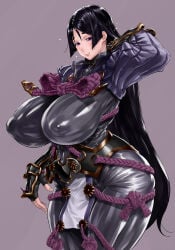 1girl 1girls 2026 alternate_version_available armwear big_breasts blush bodysuit bonten breast_focus breasts fate/grand_order fate_(series) female female_only hair half-closed_eyes huge_breasts long_hair mature mature_female mature_woman milf minamoto_no_raikou_(fate/grand_order) purple_background purple_bodysuit purple_eyes purple_hair solo solo_female tagme