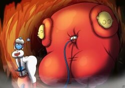 2026 air_pump big_ass big_belly big_boobs big_breasts big_butt big_stomach bursting_breasts cave cavern dig_dug genderbend huge_ass huge_belly huge_boobs huge_breasts huge_butt huge_stomach inflated_belly inflated_breasts inflating_breasts inflating_stomach inflation inflation_fetish large_ass large_belly large_boobs large_breasts large_butt large_stomach latex_bodysuit latex_clothing latex_gloves latex_legwear latex_suit pooka pooka_(dig_dug) red_latex red_latex_armwear red_latex_legwear red_latex_suit spherical_inflation stuck stuck_in_wall tagme taizo_hori unknown80000 yellow_glasses yellow_gloves