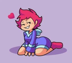 1girls artist_request ass earthbound female heart huge_ass jacket kumatora large_ass mother_(series) mother_3 not_porn pink_hair pink_shoes seductive seductive_look seductive_smile smile smiling_at_viewer