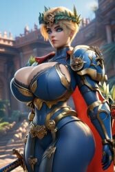 1girls 1woman 3d ai_generated big_ass big_breast black_hair blond_hair blue_armor blue_eyes blue_eyes_female female female_only female_space_marine gold_armor laurel_wreath primarch ravenomega roboute_guilliman rule_63 scythe sexy_body sexy_female sexy_woman short_hair sword ultramarines voluptuous voluptuous_body voluptuous_female warhammer_(franchise) warhammer_40k