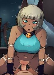 blueguy_arts bottomless cat_ears catgirl cowgirl_position nadia_fortune pov skullgirls tagme wagging_tail
