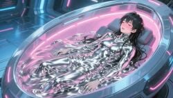 ai_generated faceless_female gender_transformation liquid_metal metallic_body mtf_transformation tagme transformation video