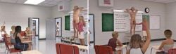 1boy balls classroom clothed_female_nude_male dick embarassed_male erection multiple_girls school_uniform teacher teacher_and_student