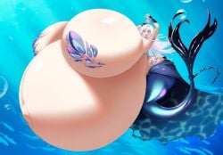 alternate_breast_size alternate_version_available arms_above_head arms_up ass ass_bigger_than_head azur_lane bare_breasts belly_bigger_than_body belly_bigger_than_head big_ass big_breasts blush blushing breasts breasts_bigger_than_head breasts_bigger_than_torso breasts_on_belly chains cleavage eyebrows eyebrows_visible_through_hair eyelashes ganj-i-sawai_(azur_lane) ganj-i-sawai_(mermaid_in_distress)_(azur_lane) gigantic_breasts huge_ass huge_breasts hyper hyper_breasts hyper_pregnancy large_ass large_breasts long_hair massive_breasts mermaid navel nude nude_female open_mouth pregnant pregnant_female purple_eyes ready_to_pop round_belly timaeus top_heavy top_heavy_breasts topless underwater white_hair