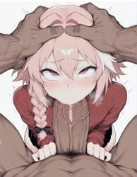 ai_generated astolfo_(fate) blowjob blowjob_face dark_skinned_male fate_(series) femboy femmeup heavy_breathing large_penis meupfem oral oral_sex otoko_no_ko pov rolling_eyes sissy sweat sweatdrop sweating tagme very_sweaty yaoi