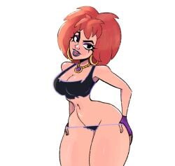 breasts cleavage earrings fangs gloves hex_girls large_breasts leaning_forward looking_at_viewer luna_(hex_girls) makeup navel necklace orange_hair panties scooby-doo short_hair slim_waist smile tagme thick_thighs topwear underwear undressing vanillasketchy voluptuous wide_hips