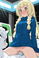 1girls ai_generated alolan_vulpix bestiality blonde_hair blue_jacket breasts civitai civitai_lora cum exposed exposed_breasts exposed_pussy female green_eyes human_female illustrious_(stable_diffusion) illustrious_xl indoors interspecies lillie_(pokemon) long_hair male_pokemon/female_human medium_breasts nintendo nipples nova_anime_xl nude penis pokegirl pokemon pokemon_(anime) pokemon_(creature) pokemon_(species) pokemon_character pokemon_protagonist pokemon_trainer pokephilia pussy sdxl sex skinny solo stable_diffusion tagme vaginal vgt13
