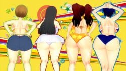 3d 3d_(artwork) 4girls amagi_yukiko ass ass_chart big_ass big_breasts bottom_heavy fat_ass female female_focus koikatsu kujikawa_rise lineup massive_ass massive_breasts persona persona_4 satonaka_chie shirogane_naoto ultimaxrenstash voluptuous voluptuous_female