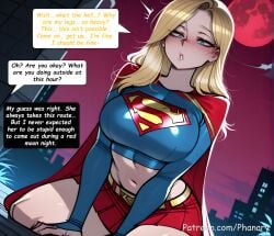 1female 1girl 1girls 2026 absurdres aesthetic ai_generated anime anime_style arm_support artist_name beautiful beautiful_female beautiful_girl belt big_ass big_breasts bitch blonde_hair blue_eyes blue_shirt blurred_background blush blush_lines blushing blushing_female breasts bubble_ass bubble_butt building cape comic comic_page comic_panel comic_strip cover_page crop_top cropped_shirt curvy curvy_body curvy_female curvy_figure curvy_hips curvy_thighs cute cute_face dc dc_comics dc_super_hero_girls dcau dialogue digital_art digital_painting dutch_angle english english_dialogue english_text full_moon high_quality highres huge_breasts justice_league kara_danvers kara_zor-el large_ass large_breasts line_art long_comic long_hair long_sleeves looking_at_viewer manga_style midriff miniskirt moon multiple_panels navel night night_sky outdoors parted_lips patreon patreon_link patreon_logo patreon_username phanary pleated_skirt red_cape red_moon red_skirt red_sky sexy sexy_body sexy_female sexy_pose shirt skirt sky slut soft_shading solo solo_focus speech_bubble stomach supergirl supergirl_(injustice) superhero text text_box text_bubble text_focus thick thighs web_address yellow_belt