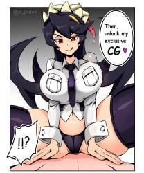 1boy 1boy1girl 1girl1boy 1girls 2026 2d artist_name artist_request artist_signature black_hair blush breasts comic comic_page female filia_(skullgirls) large_breasts long_hair male navel necktie panties red_eyes samson_(skullgirls) school_uniform schoolgirl skullgirls smile tagme text text_bubble thick_thighs thighhighs thighs tie tongue