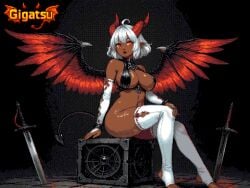 2026 2d 2d_(artwork) ai_art ai_assisted ai_generated demon demon_girl demon_horns demon_wings dithering gigatsu limited_palette no_panties patreon patreon_username pixel_(artwork) pixel_art retro retro_artstyle seductive seductive_look succubus succubus_horns succubus_tail succubus_wings