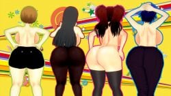 3d 3d_(artwork) 4girls amagi_yukiko ass ass_chart big_ass big_breasts bottom_heavy fat_ass female female_focus koikatsu kujikawa_rise lineup massive_ass massive_breasts persona persona_4 satonaka_chie shirogane_naoto ultimaxrenstash voluptuous voluptuous_female