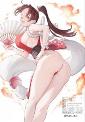 1girls ass ass_focus big_breasts breasts brown_eyes brown_hair fatal_fury female king_of_fighters large_breasts long_hair mai_shiranui ponytail sideboob street_fighter_6