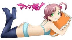 ass ass_cleavage butt_crack female green_eyes maken-ki! minaya_uruchi panties purple_hair underwear