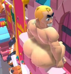 3d ass_bigger_than_head ass_focus big_ass brawl_stars chubby_male fatass grom_(brawl_stars) naked_male only_male sitting