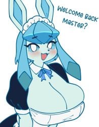1girl 1girls 2026 2d_(artwork) anthro anthro_only big_eyes blue_body blue_fur blue_hair blushing blushing_at_viewer blushing_female boobs breasts clothes clothing cute digital_drawing_(artwork) digital_media_(artwork) eeveelution female female_only female_pokemon gamefreak generation_4_pokemon glaceon hi_res highres ice_type looking_at_viewer maid_headdress maid_outfit maid_uniform mochichi nintendo pokemon pokemon_(species) sexy solo solo_female text white_background