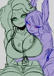 2girls kwalker1009 large_breasts marina_(splatoon) sketch splatoon