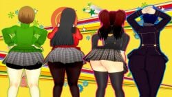 3d 3d_(artwork) 4girls amagi_yukiko ass ass_chart big_ass big_breasts bottom_heavy fat_ass female female_focus koikatsu kujikawa_rise lineup massive_ass massive_breasts persona persona_4 satonaka_chie shirogane_naoto ultimaxrenstash voluptuous voluptuous_female