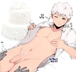 cake grey_eyes hikaru_ga_shinda_natsu hikaru_indou the_summer_hikaru_died white_hair yaoi