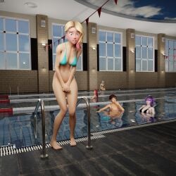 1:1 1girl 2026 3d 3d_(artwork) 5girls accidental_exposure barefoot bikini black_cat_(fortnite) black_cat_(marvel) black_hair black_nails blender blonde_female blonde_hair blush bottomless bottomless_female breasts brown_hair choovy3 covering covering_crotch covering_privates covering_self crossover dyed_hair eastern_and_western_character embarrassed embarrassed_female enf eyebrow_piercing felicia_hardy female female_humiliation female_only fortnite gwen_stacy gwen_stacy_(spider-verse) marvel marvel_comics mary_jane_watson mary_jane_watson_(fortnite) multicolored_hair multiple_girls partially_nude phaedra_(fortnite) pool poolside pubic_hair public public_exposure public_indecency public_nudity purple_hair red_hair sakura_kasugano sakura_kasugano_(fortnite) shocked_expression sony_pictures_animation spider-gwen spider-man:_across_the_spider-verse spider-man_(series) street_fighter surprised_expression white_hair