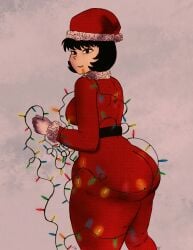 1girls 2025 2d ass big_ass black_hair cheesecakevalentine_(artist) christmas christmas_outfit clothed clothed_female female female_only fully_clothed fully_clothed_female jucika jucika_(comic) masochistmaverick png short_hair solo solo_female thick_thighs thighs