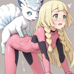 1girls ai_generated alolan_vulpix bestiality blonde_hair body_suit breasts civitai civitai_lora cum cum_on_face exposed exposed_breasts exposed_pussy female green_eyes human_female illustrious_(stable_diffusion) illustrious_xl interspecies lillie_(pokemon) long_hair male_pokemon/female_human medium_breasts nintendo nipples nova_anime_xl nude penis pink_bodysuit pokegirl pokemon pokemon_(anime) pokemon_(creature) pokemon_(species) pokemon_character pokemon_protagonist pokemon_trainer pokephilia pussy sdxl sex skinny solo stable_diffusion tagme vaginal vgt13