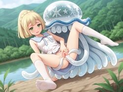 1girls ai_generated bestiality blonde_hair breasts civitai civitai_lora exposed exposed_breasts exposed_pussy female green_eyes human_female illustrious_(stable_diffusion) illustrious_xl interspecies lillie_(pokemon) male_pokemon/female_human medium_breasts nihilego nintendo nipples nova_anime_xl nude pokegirl pokemon pokemon_(anime) pokemon_(creature) pokemon_(species) pokemon_character pokemon_protagonist pokemon_trainer pokephilia ponytail pussy sdxl skinny solo stable_diffusion tagme tentacle_sex tentacles vaginal vgt13 white_dress white_kneehighs