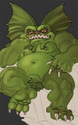 3_toes absurd_res alien amphibian belly claws feet femur_(shadow_raiders) freckles genitals green_body green_skin half-erect hi_res humanoid male muscular muscular_arms muscular_legs muscular_male not_furry overweight overweight_male pecs penis pink_nose ravuer relaxing shadow_raiders sharp_teeth simple_background sitting slightly_chubby slightly_chubby_male smile soles solo teeth toes white_claws wrinkled_balls wrinkled_penis yellow_eyes
